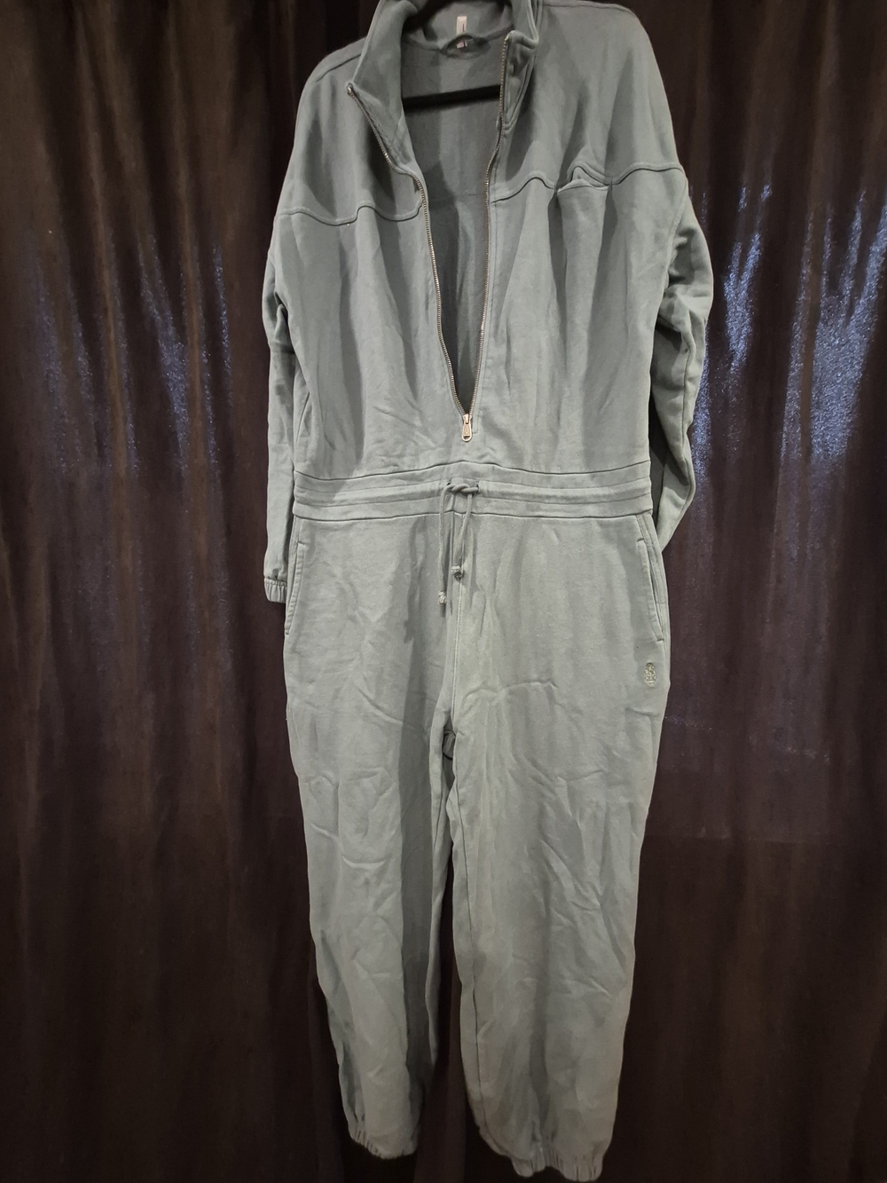 Free Movement Sage Green Zip-Front Jumpsuit